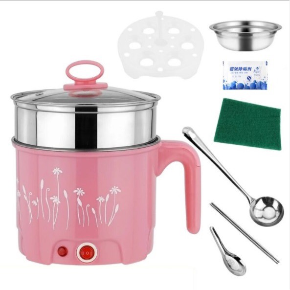 Portable Multifunctions 1.8L Mini Electric Cooker Cooking Steamboat Pot