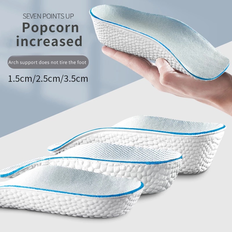 Comfortable Soft Premium Foam Arch Support Height Increasing Half Insoles / Elastic Invisible Shock Absorption Heel Lift Pads / Unisex Lightweight Breathable Shoes Orthotic Pads