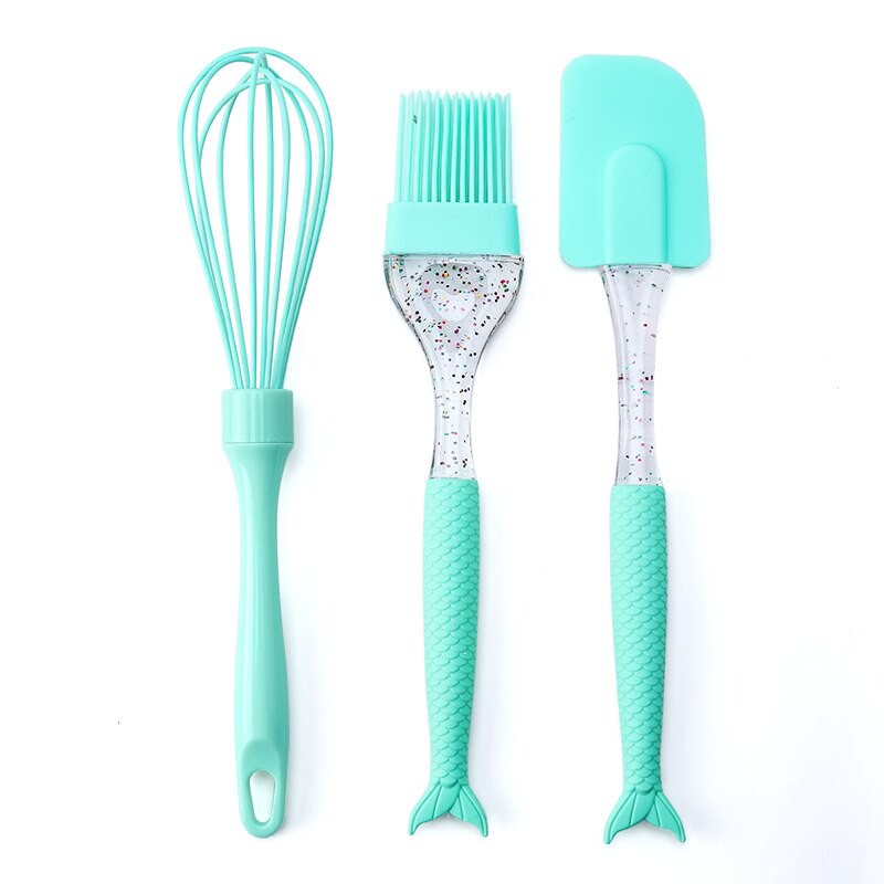 3pcs Set Silicone Spatula Brush Whisk Baking Tools Accessories Kitchen Utensils Silicone Mermaid Tail Design Shopee Malaysia