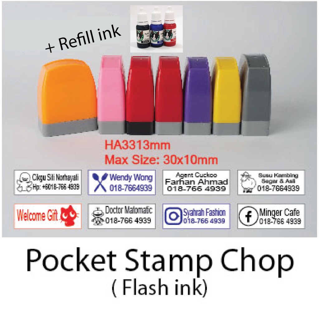 Pre Ink Stamp ChopPocket 3313 / Flash Stamp / Company Chop / Office