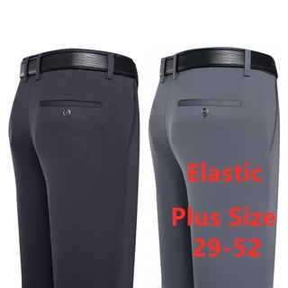 Plus Size 29-52 Men's CEO Formal Pants Elastic Gray Business Casual Seluar Slack Lelaki Stretchable Flexible Long Pant Office Trousers