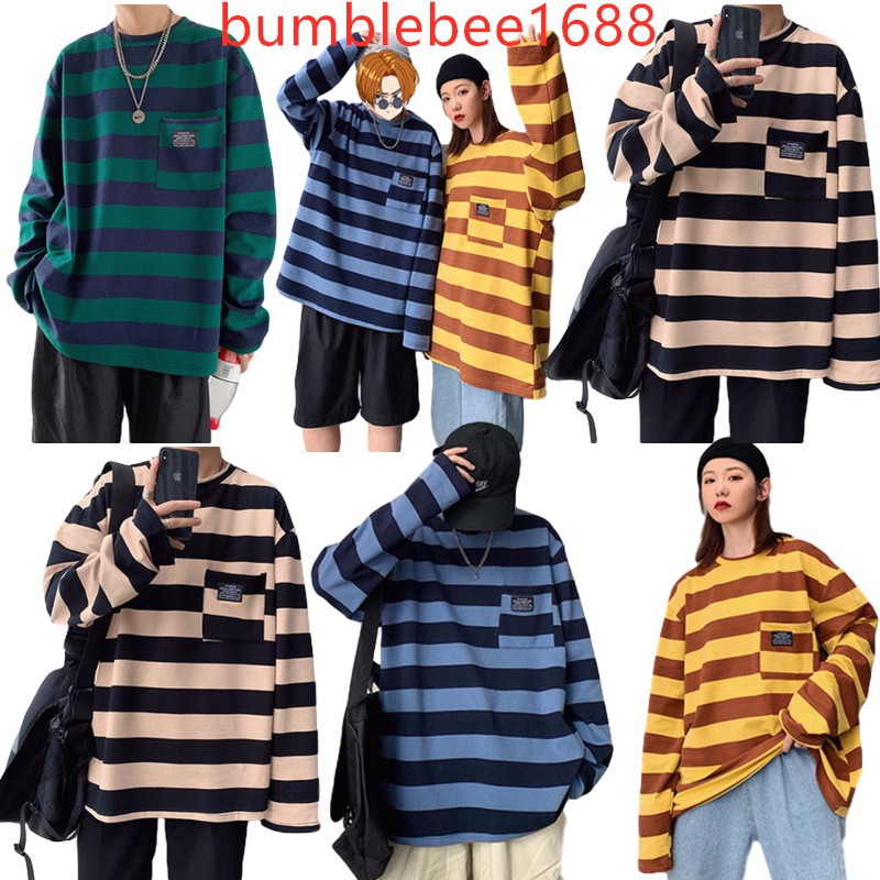  Penang Malaysia  plus size long sleeved striped T shirt 