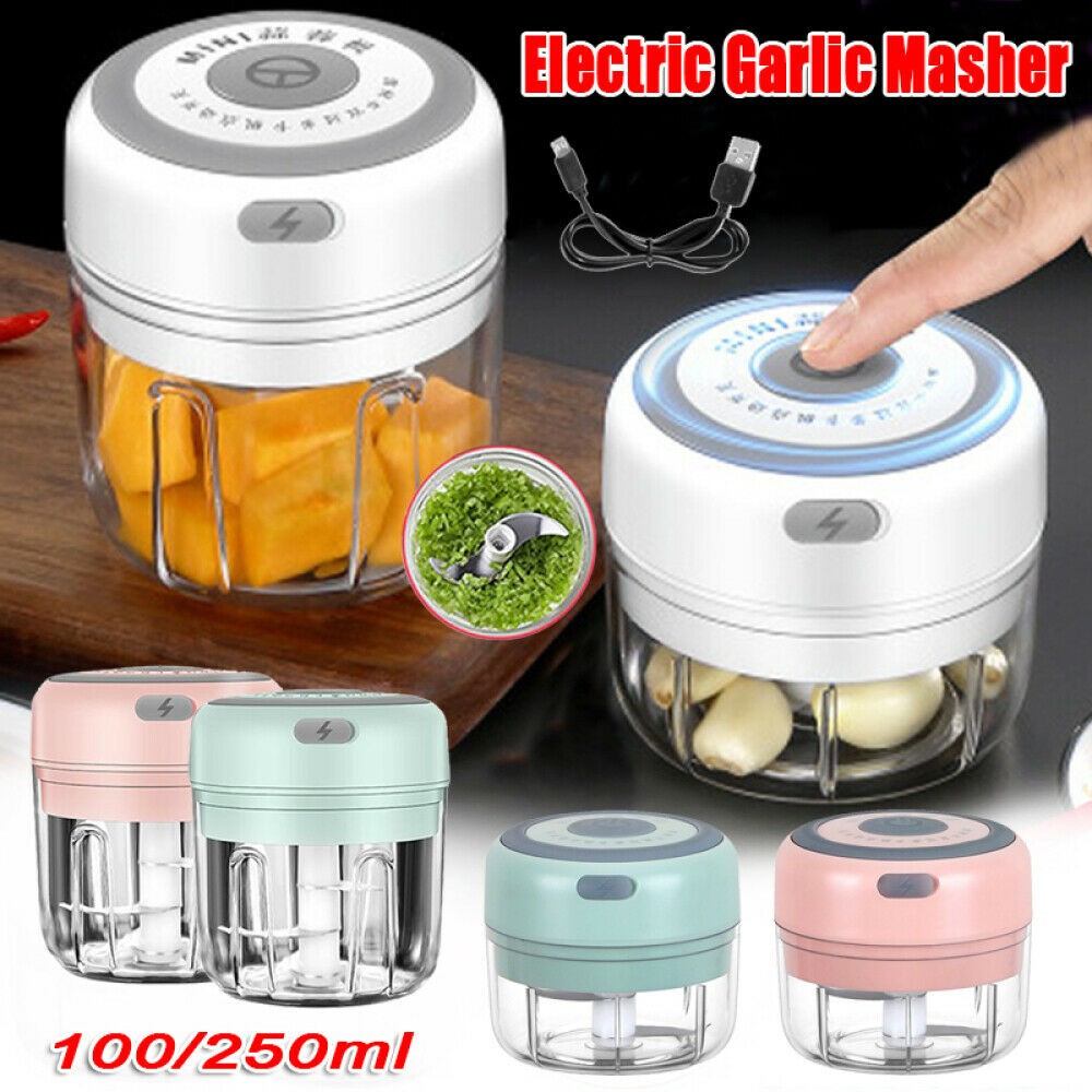 READY STOCK!Mini USB Electric Garlic Masher Wireless Garlic Grinder Press Mincer Vegetable Chili Meat Grinder Food Chopp