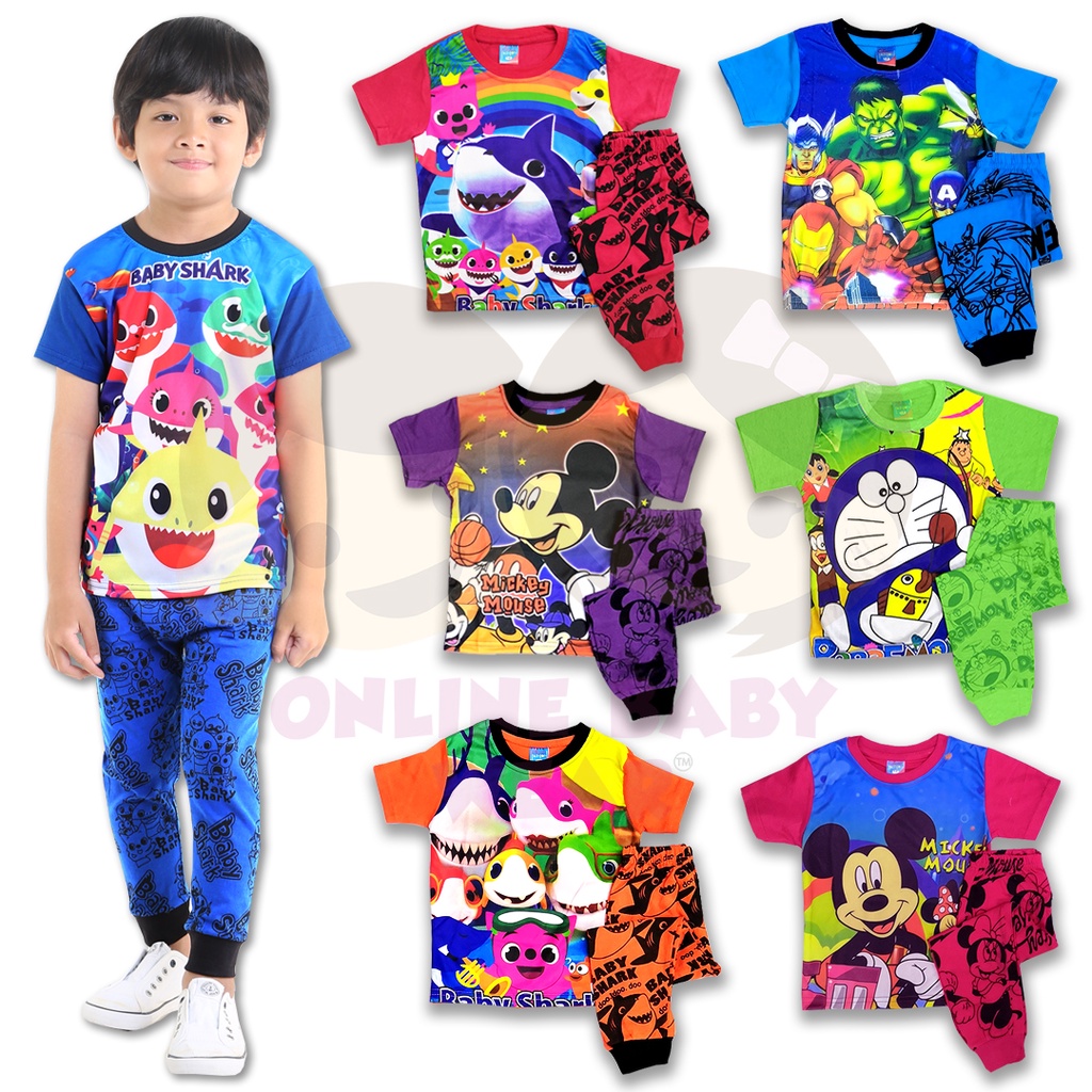 Hot Sale Kids JERSEY Pajamas Part 3 - Random Color (2-6Y) Pyjamas Pyjama Pajama Pajamas budak lelaki Kids Boy Girl