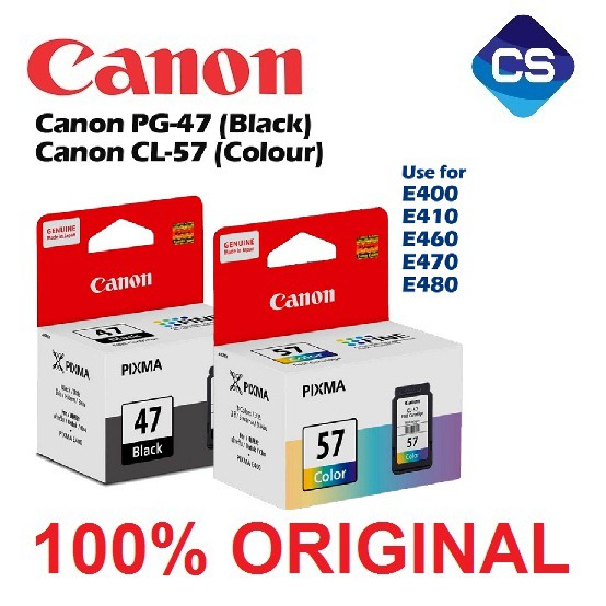 ORIGINAL Canon PG-47 BLK / CL-57 CLR INK CARTRIDGE E400 ...