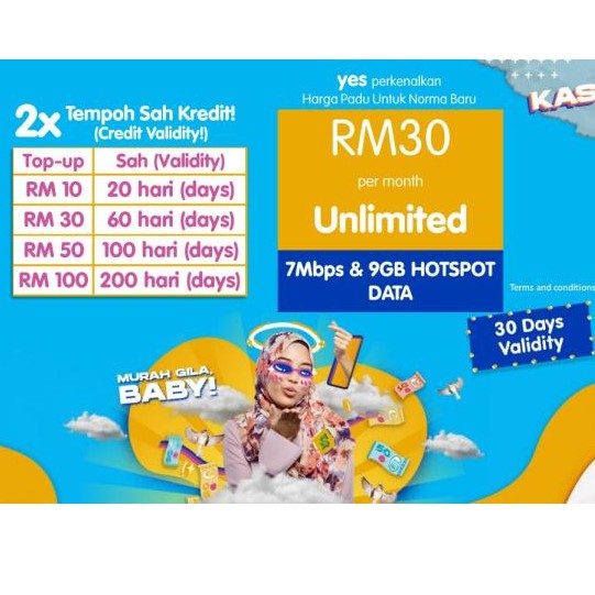 Yes Unlimited 4g Data Upto 7 Mbps 20gb With Full Speed Shopee Malaysia