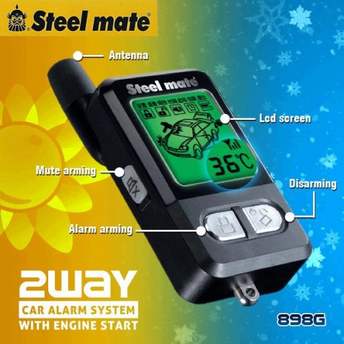 steelmate 898g 2 way car alarm w/ remote engine auto start