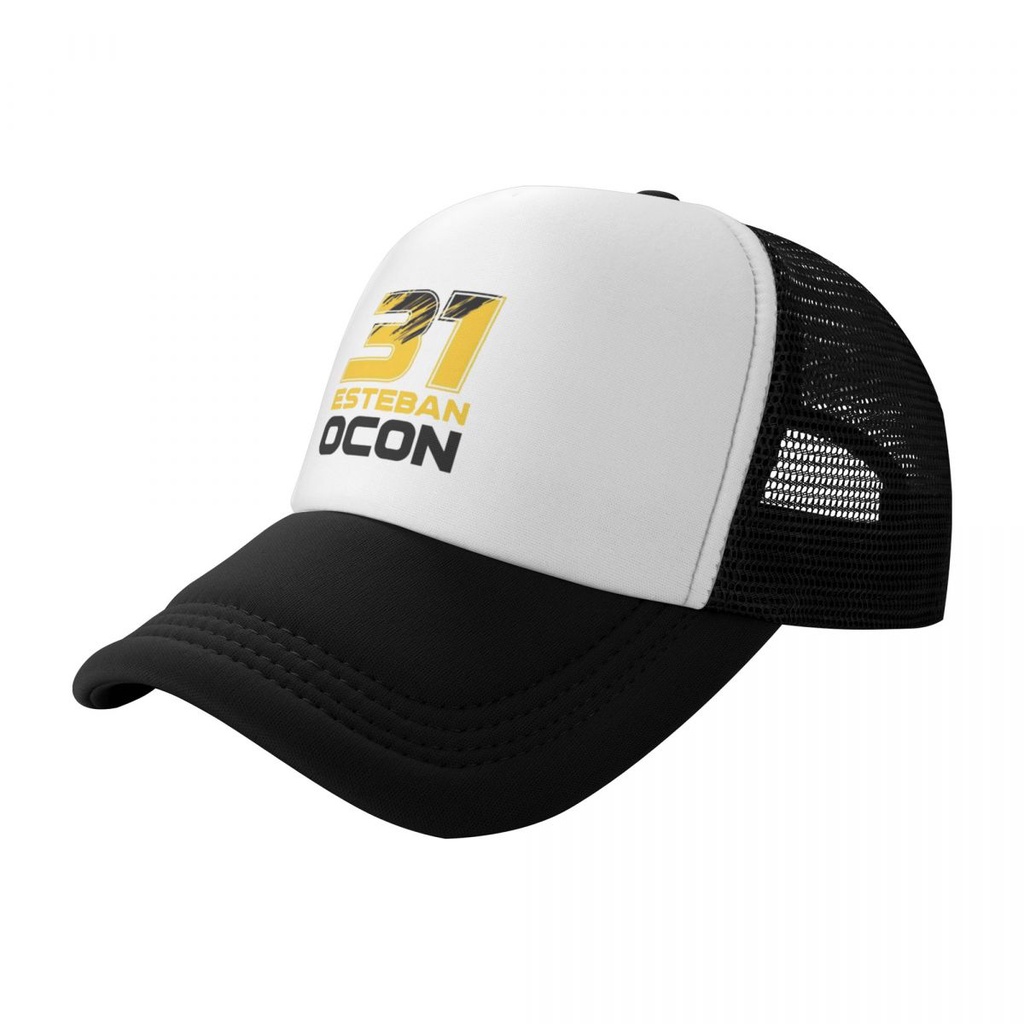 Esteban Ocon logo (3) Ready Stock Adult Mesh Hat Men's Hat Women's Hat Baseball Cap Tall Cap Net Cap Outing Street Hip-Hop Sports Wear Sun Hat Mesh Hat Sunscreen