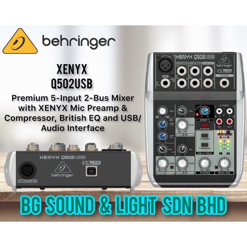 Behringer Q502USB Premium 5Input 2Bus Mixer with XENYX Mic Preamp