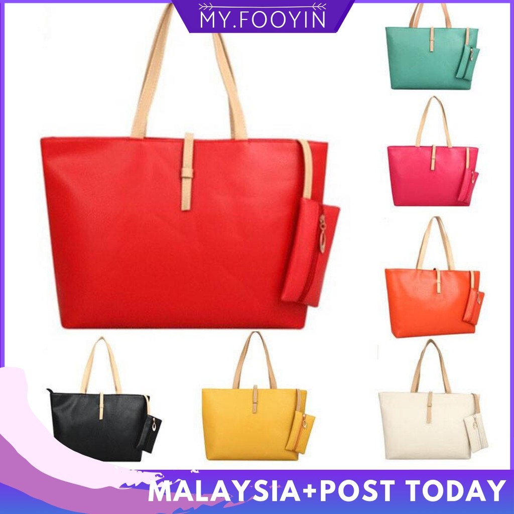 Tote Shoulder Bag Set Beg Tangan Handbag Sling Pouch Ready stock 2 in 1