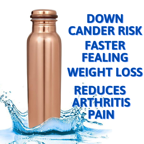Copper Water Bottle Flask Joint Free Leak Proof For Health Benefits 950 ML New 