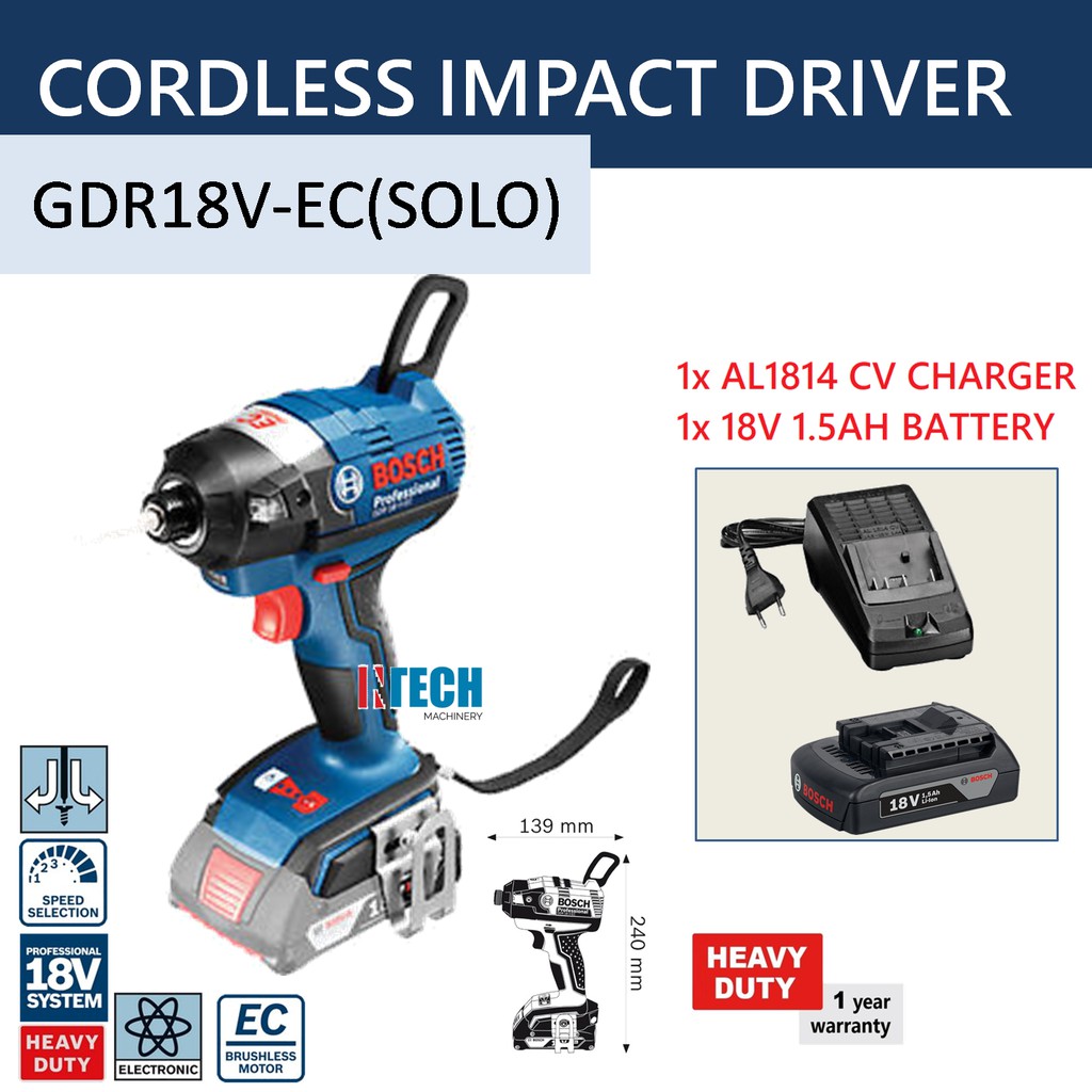 Bosch Gdr18v Ec Cordless Impact Driver 1x 18v 1 5ah Battery