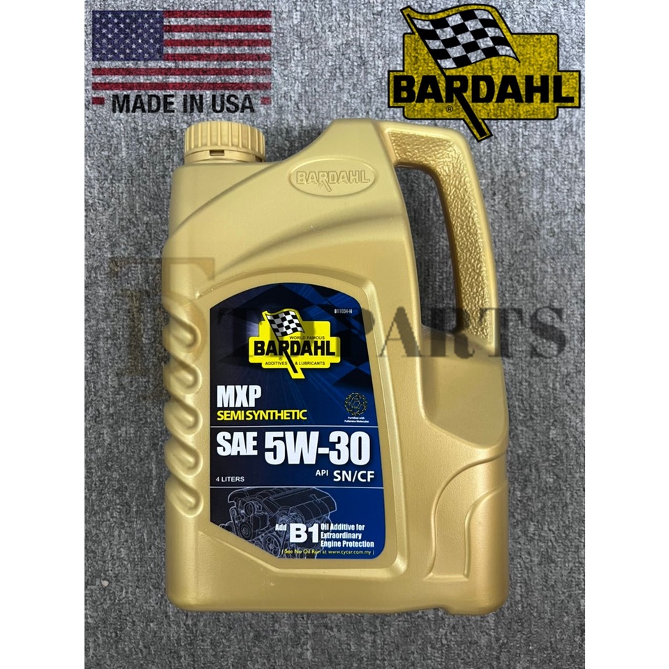 100% BARDAHL SEMI SYNTHETIC ENGINE OIL 5W30 5W-30 API SN/CF 4L | Shopee ...