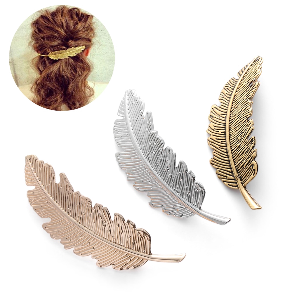 ElegantWomen Leaf Feather Hair Clip Hairpin Barrette Bobby Pins Hair Accessories