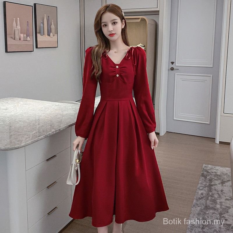 mid calf red dress