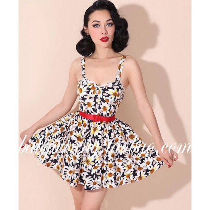 Daisy Dress Vintage Women Off Shoulder Dress Daisy Sexy Ruffles Print Shopee Malaysia