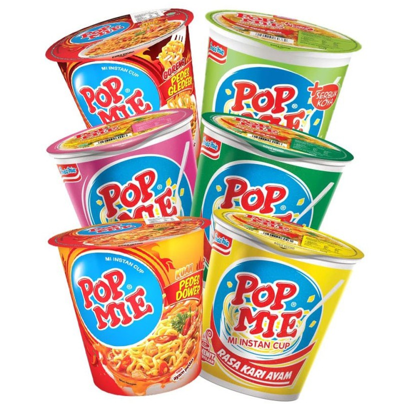 POP MIE MI INSTAN CUP INDOMIE 75G RASA KARI AYAM & RASA SOTO AYAM