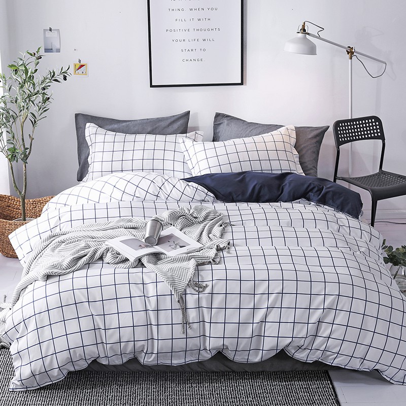 White Striped Duvet Cover Set Navy Blue Flat Sheets Collections
