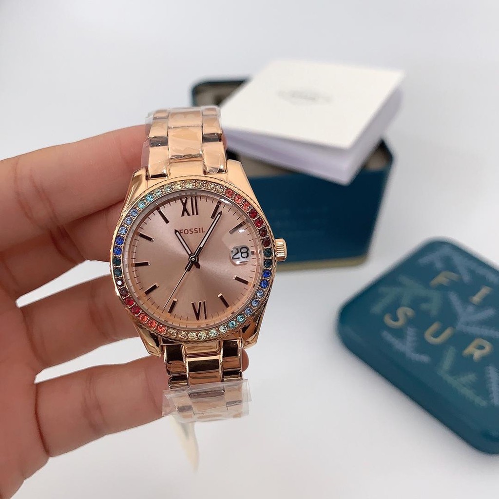 100% ORIGINAL FOSSIL WATCH WOMAN ES4491 Scarlette Three-Hand Rose-Gold-Tone  Stainless Steel Watch | Shopee Malaysia