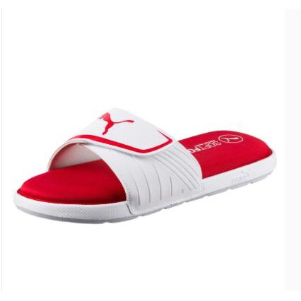 red puma flip flops