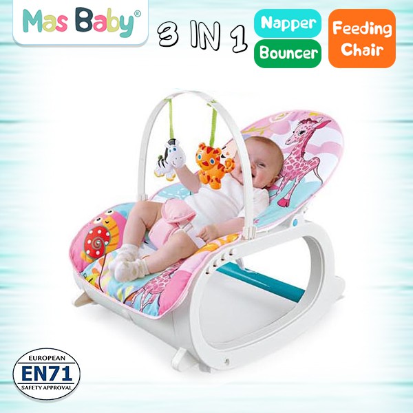feeding baby in bouncer