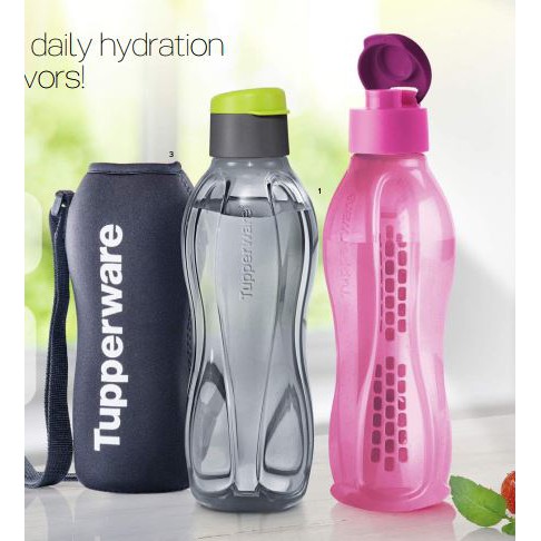 Tupperware Eco Bottle 750ml (2pcs) + Pouch (1pc) + FREE Fruit Infuser (1pc) For Set