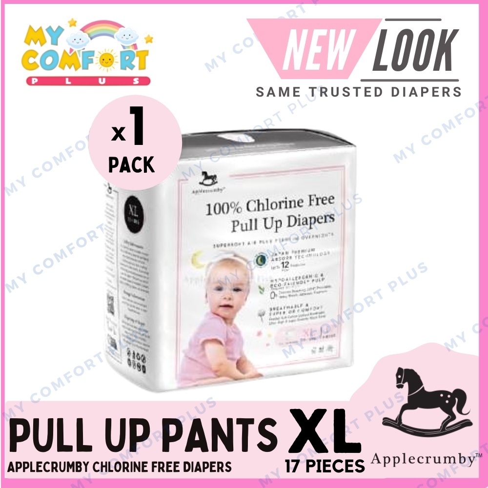 (NEW) Applecrumby Chlorine Free Premium Baby Diaper Pull Up Pants XL 18
