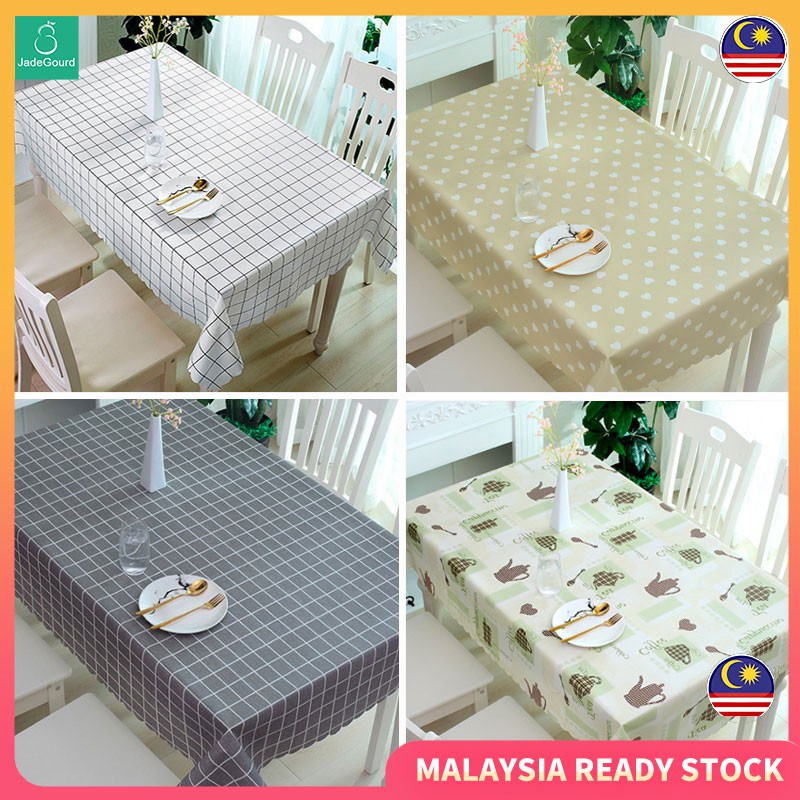 JadeGourd Thick PVC Tablecloth Waterproof Rectangle Table Cover Desk