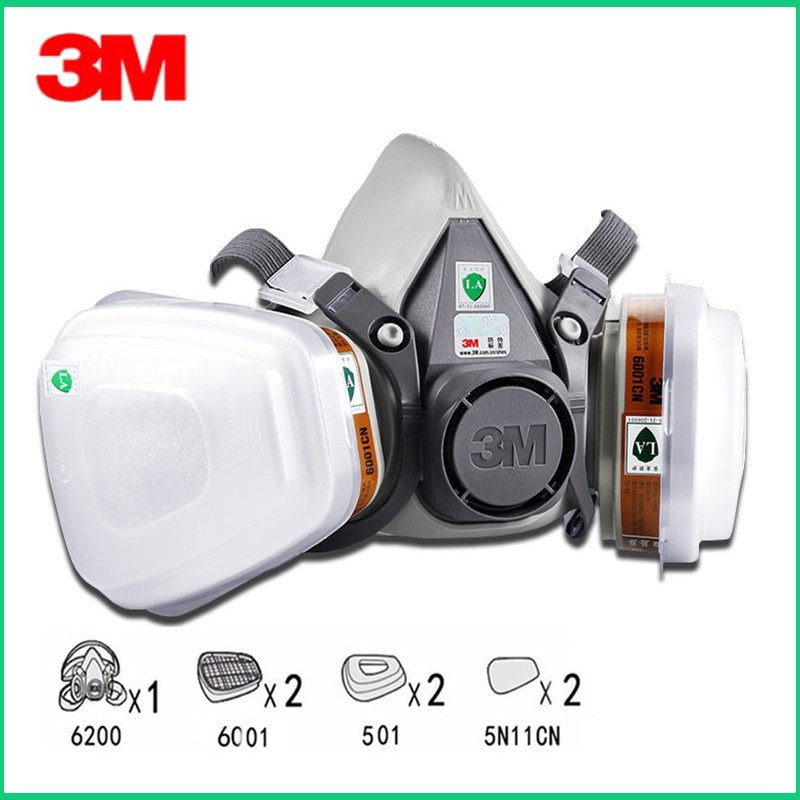 3M 6200 RESPIRATOR + 3M 6051 CARTRIDGE + 3M 501 COVER + 3M 5N11 FILTER