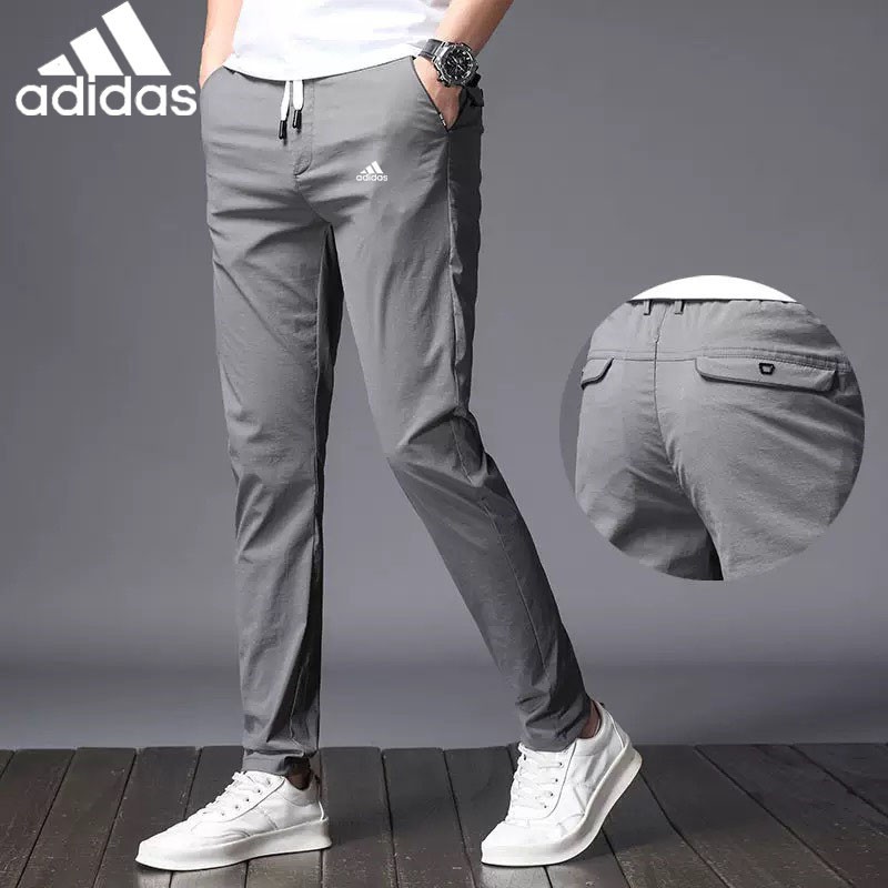gray adidas pants outfit