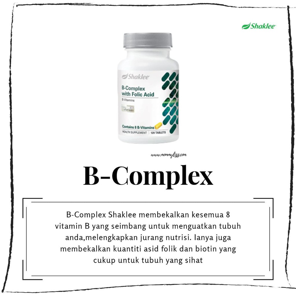 Shaklee Original HQ B-Complex Plus With Folic Acid (120 TABLETS ...