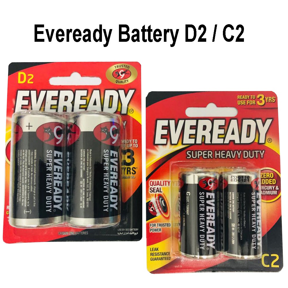 Eveready Heavy Duty Battery D2 / C2 Shopee Malaysia