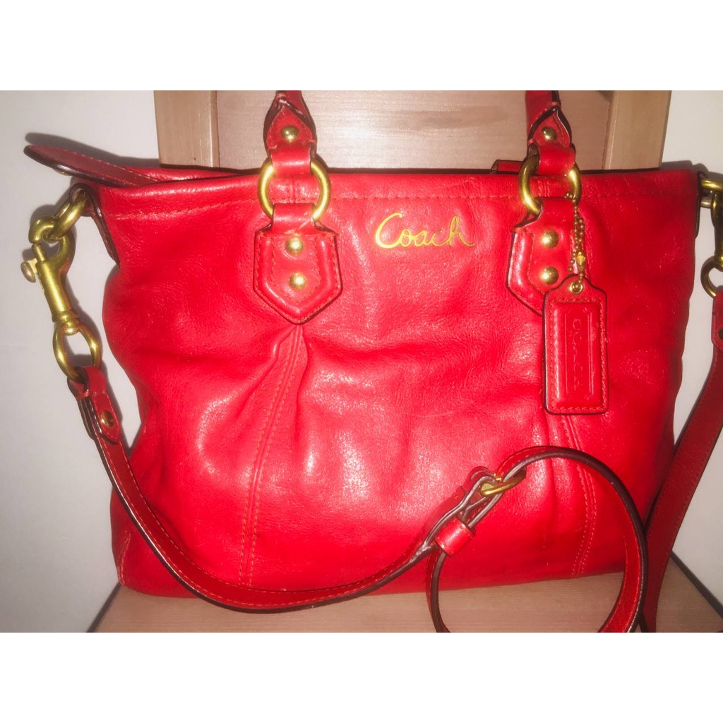 Coach F20342 Ashley Leather Mini Tote Purse (RED) Shopee Malaysia