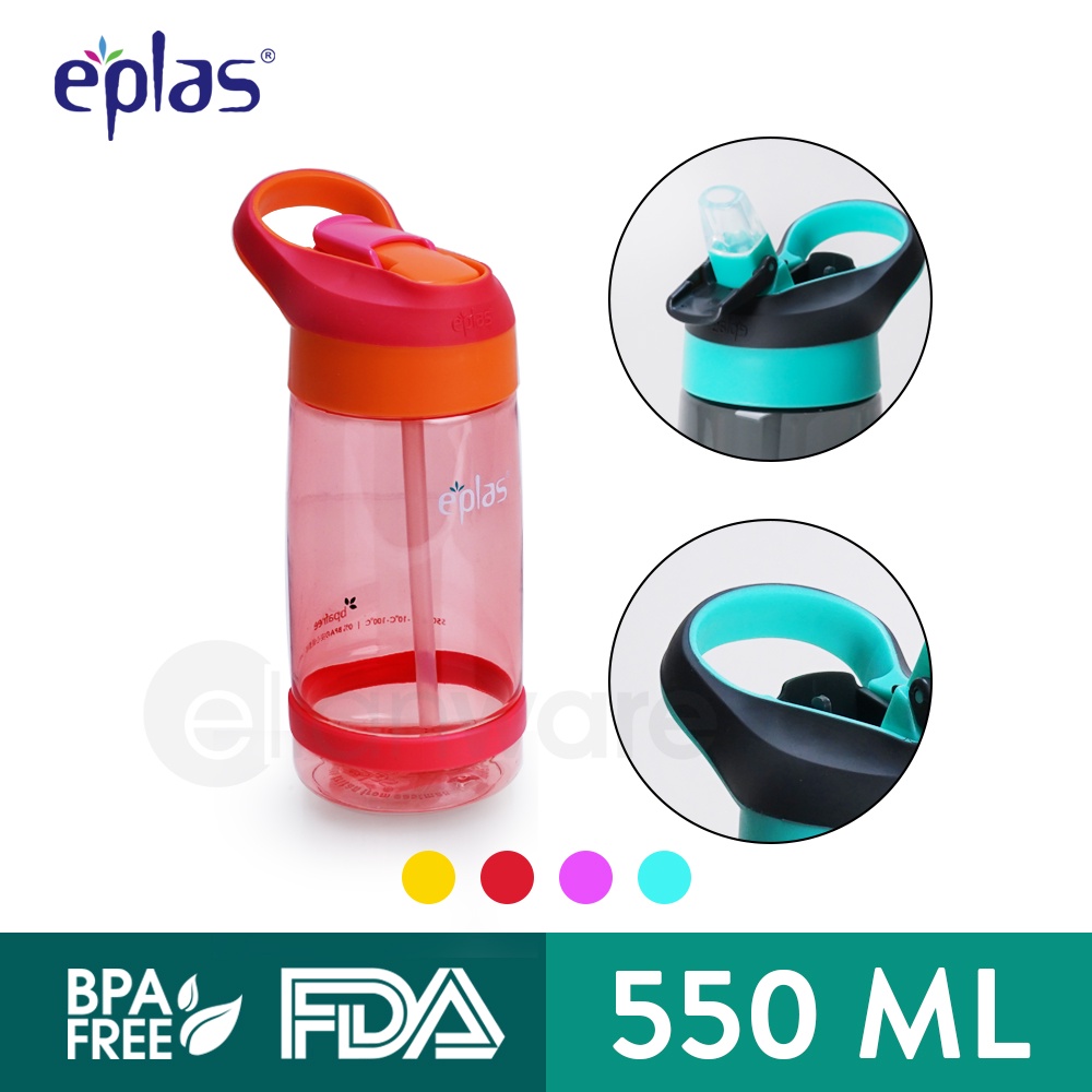 eplas BPA Free Kids Colourful Cute Portable Drinking Water Bottle Tumbler with Straw & Handle (550ml)