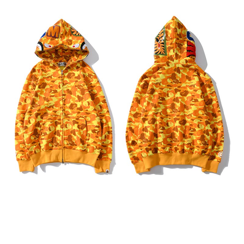Bape Shark head orange yellow camouflage hoodie Long sleeves Jackets HD ...