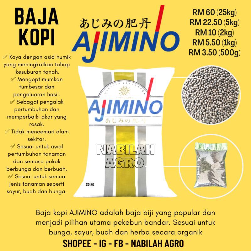 Buy Baja Kopi Ajimino Repack 500g 1kg 2kg Dan 5kgbaja Pokok Baja Bunga Baja Fertilizer Baja Kopi Barang Pertanian Seetracker Malaysia