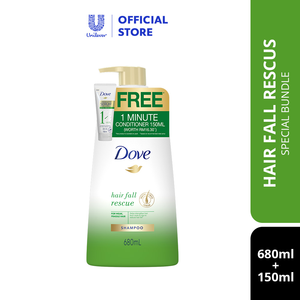 Dove Hair Fall Rescue Shampoo [Free Dove 1-min Intense Repair Conditioner ]