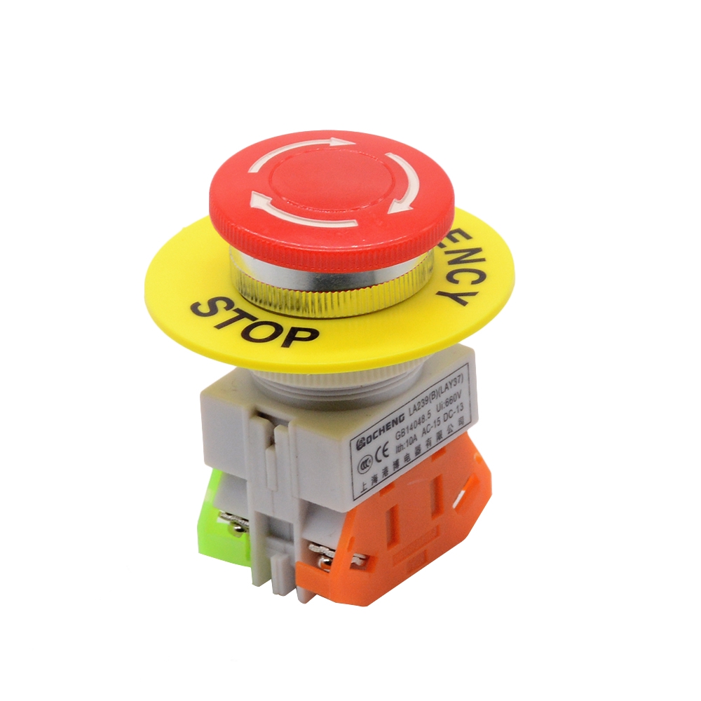 Bouton D'arrêt D'urgence Champignon Rouge - 10A 660V 1 NO 1 NC - Neuf