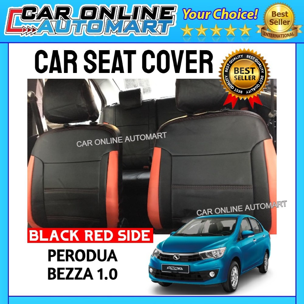 Perodua Bezza 1 0 1 3 Car Seat Cover Pvc Leather Black Red Side Full Set Front Rear Seat