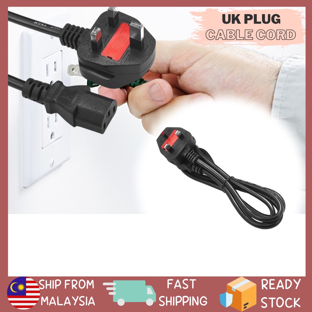 🔥READY STOCK🔥ZEROPITA UK Plug Wayar Power 13A Fuse 3 PIN 1.5M PVC 400W PC Monitor Rice Cooker Power Supply Cord⚡⚡P-179