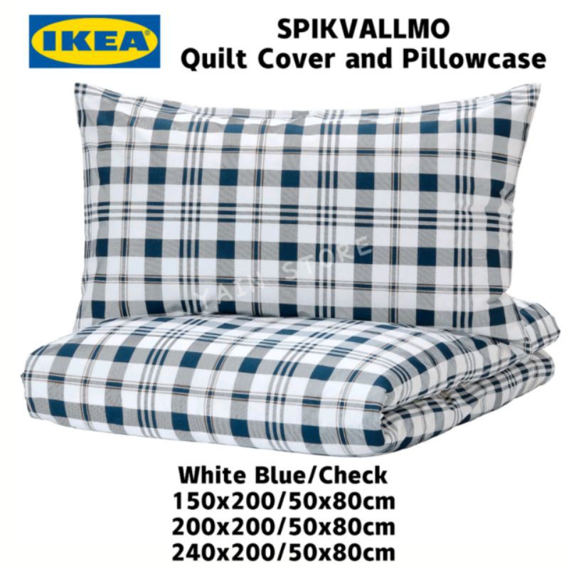 Original Spikvallmo Quilt Cover And, Ikea Blue Plaid Duvet Cover