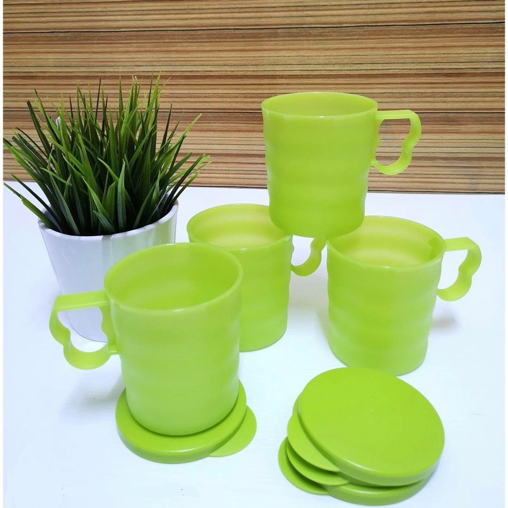 Tupperware Blossom Mugs & Seals (4) 350ml