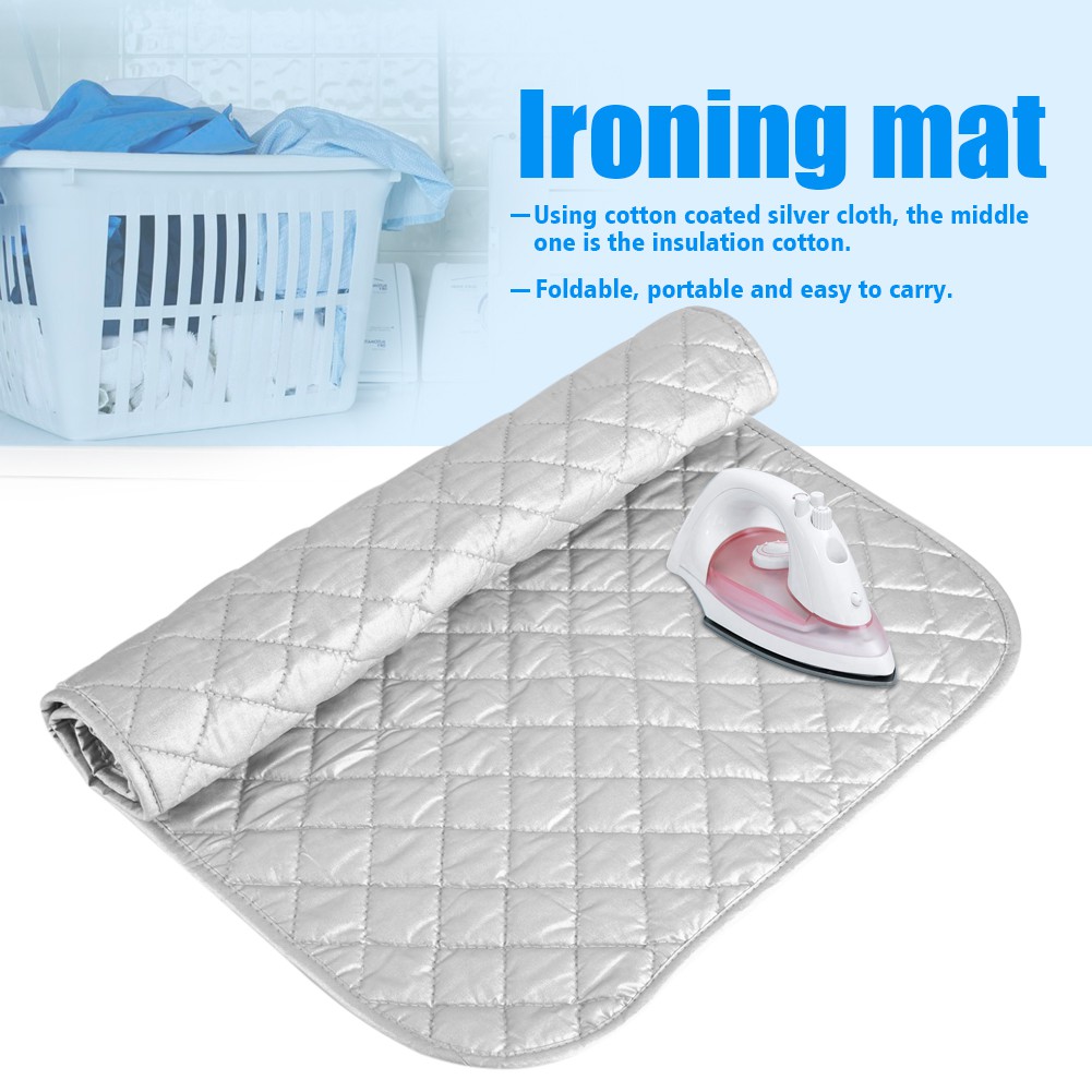 Portable Foldable Heat Resistant Cotton Ironing Mat Washer Silver