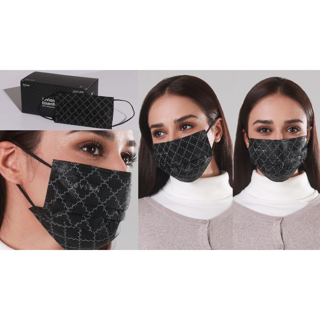 (READY STOCK) PREMIUM JOVIAN MASK BLACK MONOGRAM INDIVIDUALLY WRAPPED