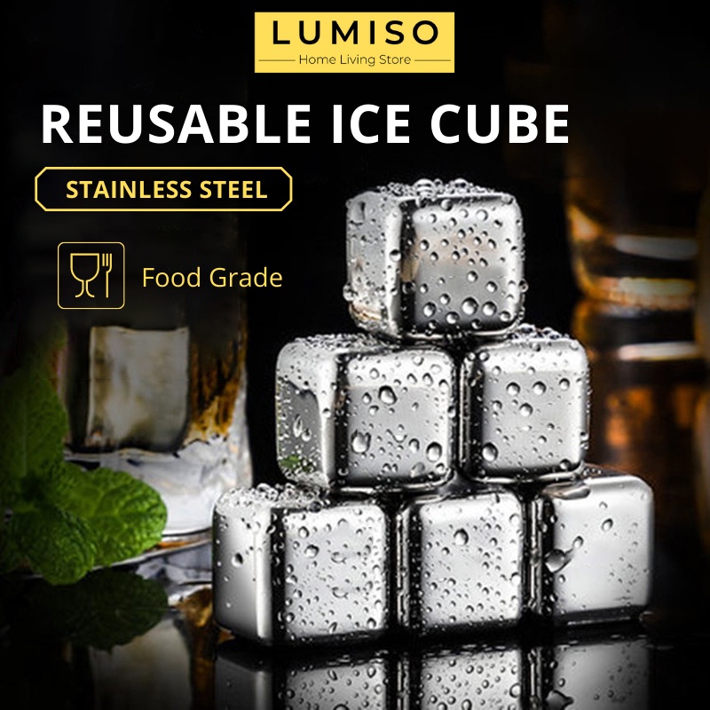 LUMISO Reusable Ice Cube 304 Stainless Steel Metal Ice Cube Set Ice