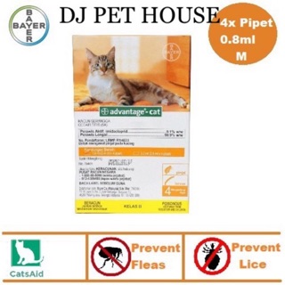 Bayer AdvantageCat Spot On S/Ubat Kutu Kucing 0.4ML x 4 Pipet(