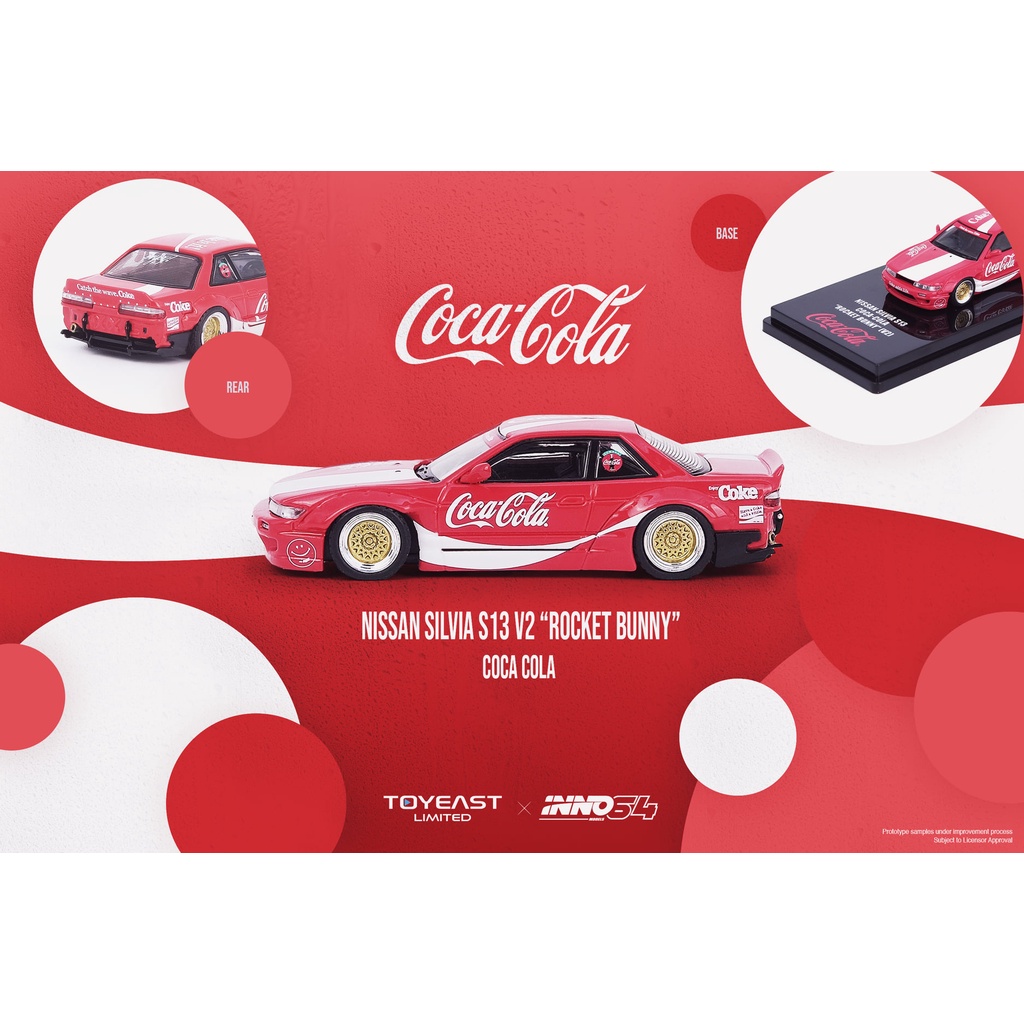 INNO MODELS INNO64 X TOYEAST LTD 1/64 NISSAN SILVIA S13 V2 ROCKET BUNNY COCA COLA SPECIAL EDITION