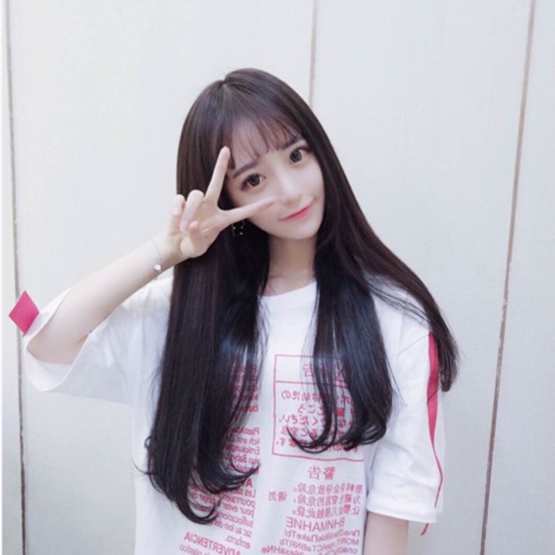 Korean Style Wig Long Straight Hair Cosplay Air Bangs Shopee