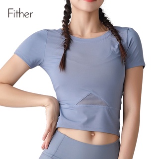 Fit.HER  Slim Fit Short Sport Short Sleeve Yoga Top Gym Quick Drying T-shirt Women's Training Smock