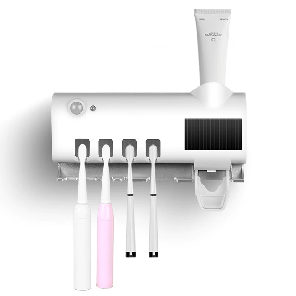 🌹[Local Seller]  Double Toothbrush UV Sterilizer Kill Germs Toothbrush Holder Toothpaste Dispens